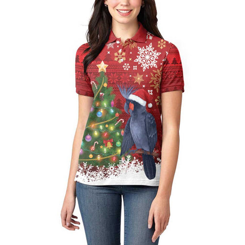 Australia Palm Cockatoo Christmas Women Polo Shirt Goliath Cockatoo Santa Merry Chrissie - Aussie Hoodie