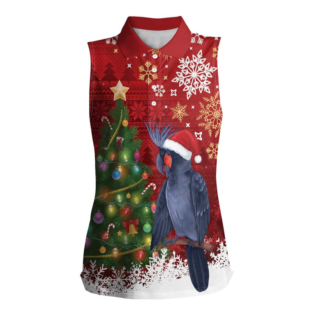 Australia Palm Cockatoo Christmas Women Sleeveless Polo Shirt Goliath Cockatoo Santa Merry Chrissie - Aussie Hoodie