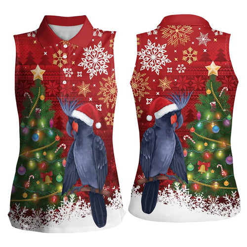 Australia Palm Cockatoo Christmas Women Sleeveless Polo Shirt Goliath Cockatoo Santa Merry Chrissie - Aussie Hoodie
