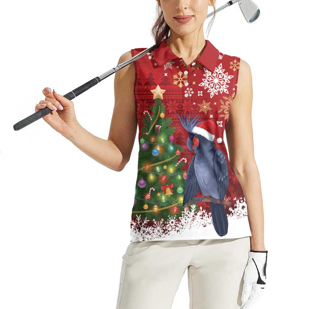 Australia Palm Cockatoo Christmas Women Sleeveless Polo Shirt Goliath Cockatoo Santa Merry Chrissie - Aussie Hoodie