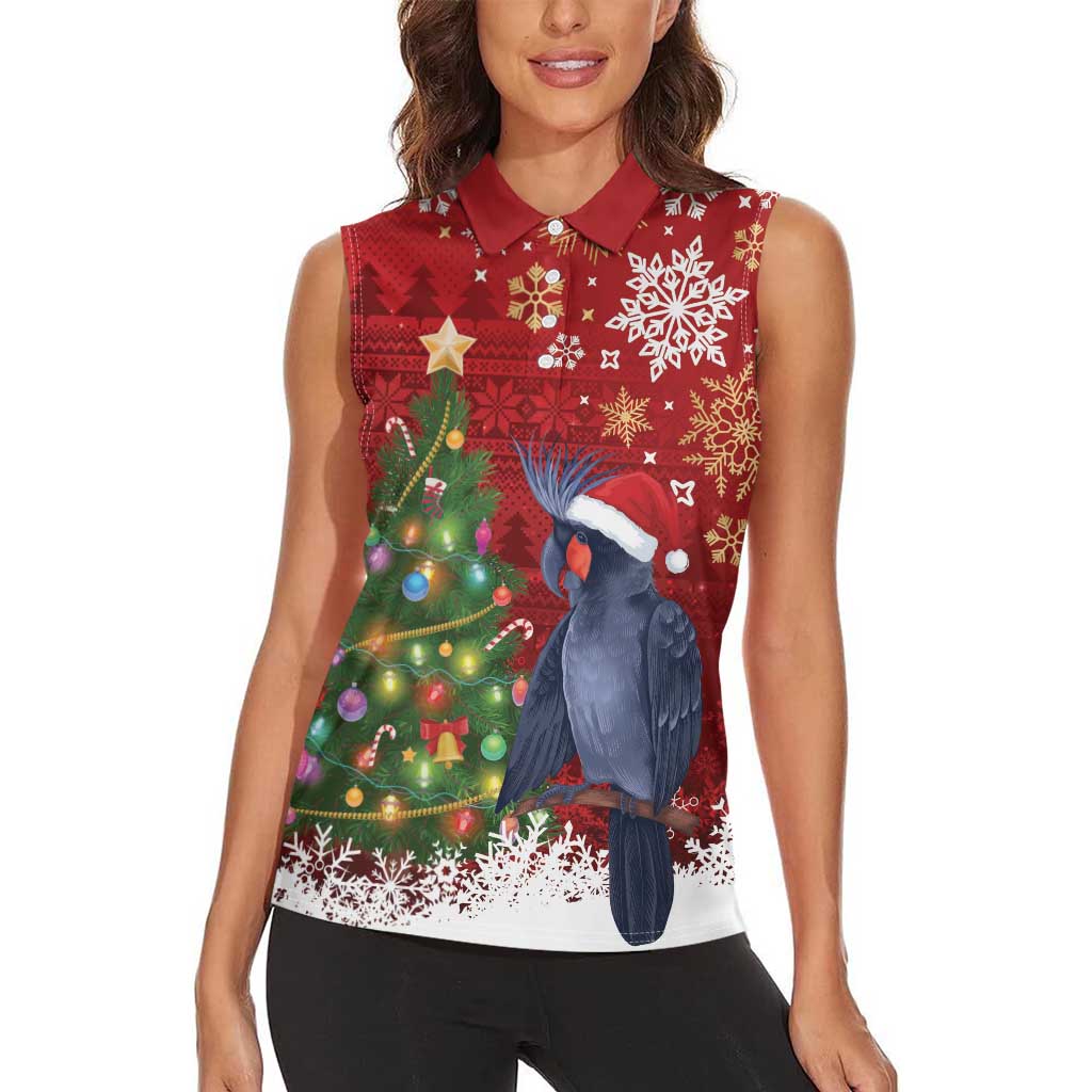 Australia Palm Cockatoo Christmas Women Sleeveless Polo Shirt Goliath Cockatoo Santa Merry Chrissie - Aussie Hoodie