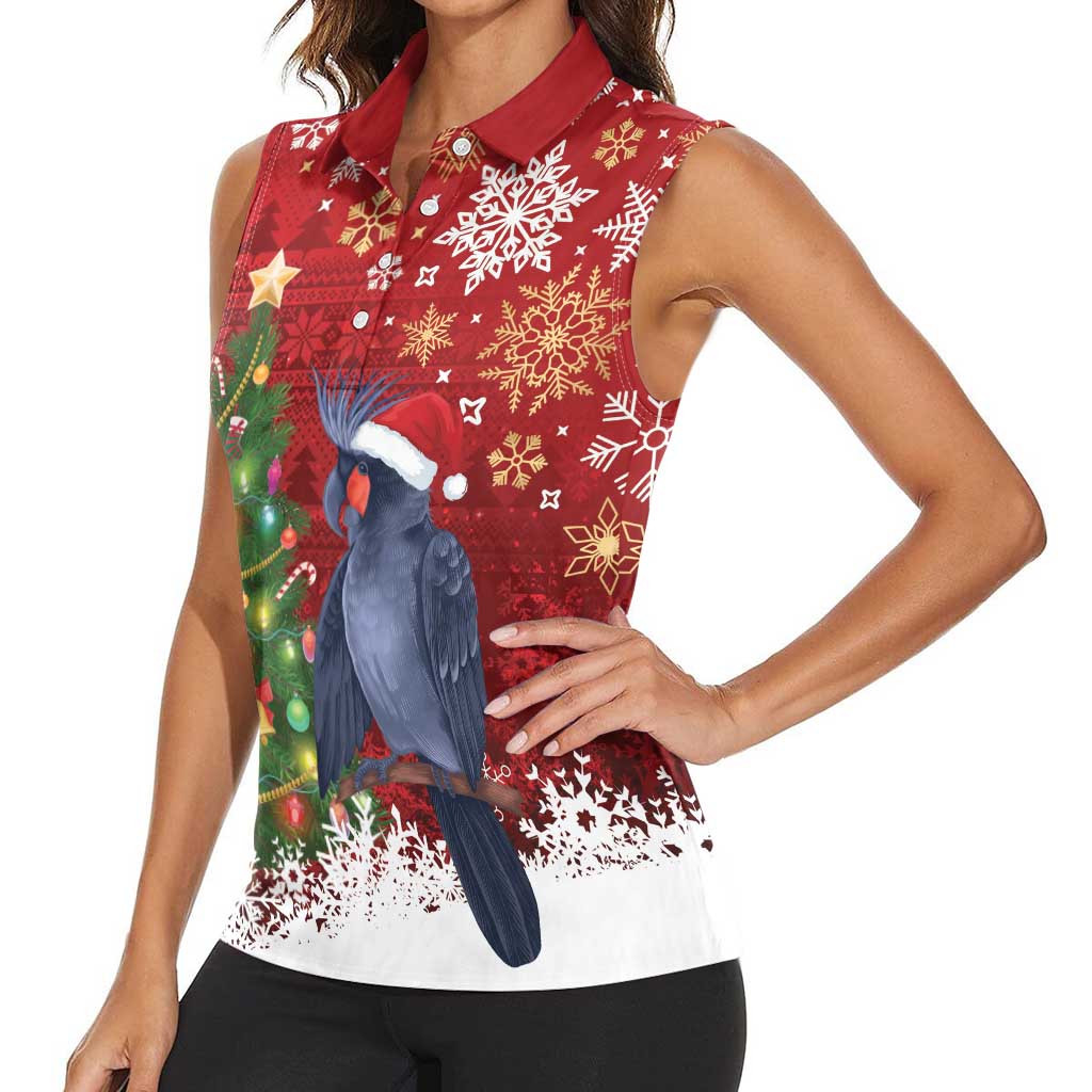 Australia Palm Cockatoo Christmas Women Sleeveless Polo Shirt Goliath Cockatoo Santa Merry Chrissie - Aussie Hoodie