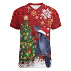 Australia Palm Cockatoo Christmas Women V-Neck T-Shirt Goliath Cockatoo Santa Merry Chrissie - Aussie Hoodie