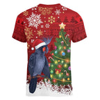 Australia Palm Cockatoo Christmas Women V-Neck T-Shirt Goliath Cockatoo Santa Merry Chrissie - Aussie Hoodie