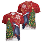 Australia Palm Cockatoo Christmas Women V-Neck T-Shirt Goliath Cockatoo Santa Merry Chrissie - Aussie Hoodie