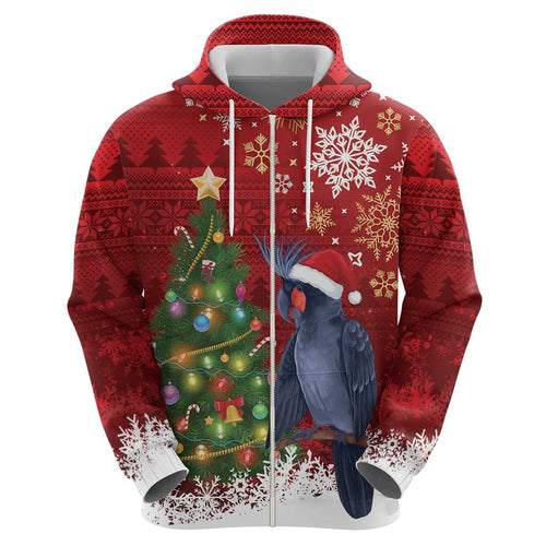 Australia Palm Cockatoo Christmas Zip Hoodie Goliath Cockatoo Santa Merry Chrissie - Aussie Hoodie
