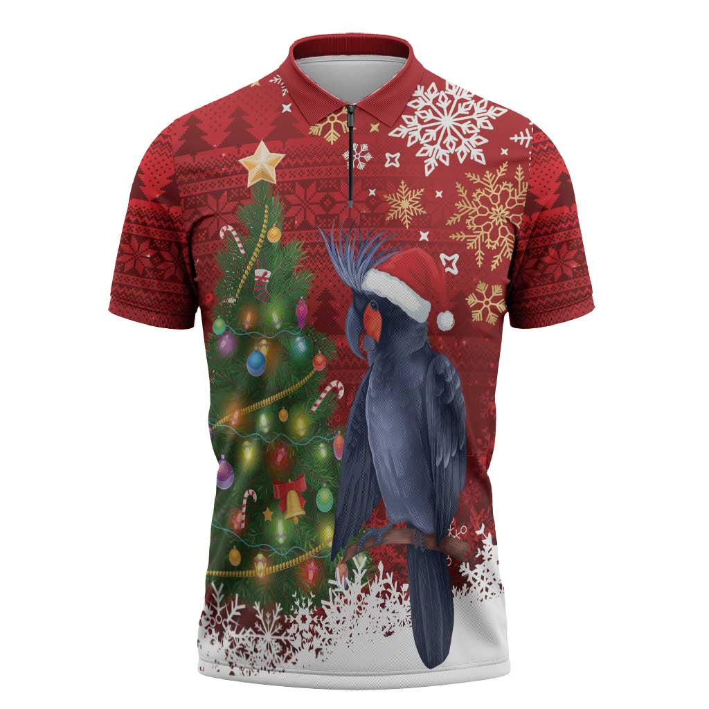 Australia Palm Cockatoo Christmas Zipper Polo Shirt Goliath Cockatoo Santa Merry Chrissie - Aussie Hoodie