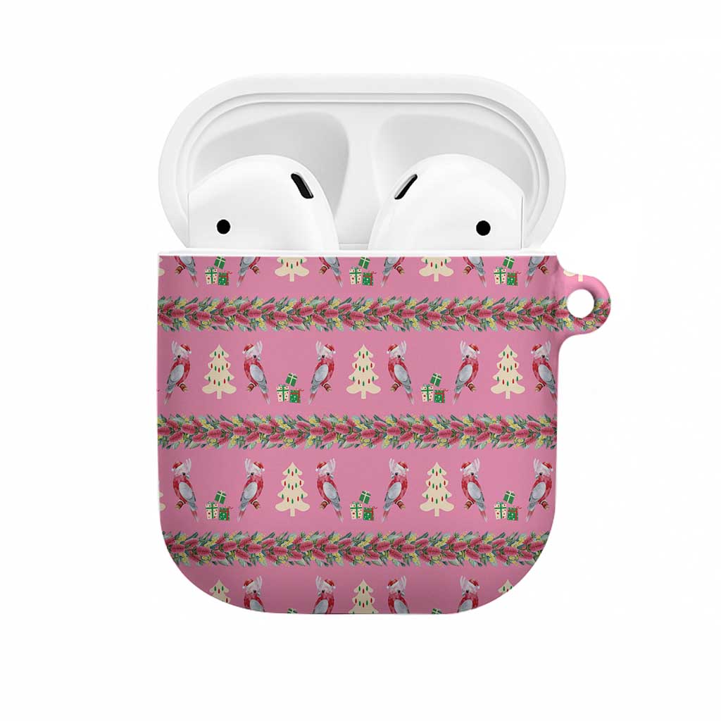 Australia Pink Galah Christmas AirPods Case Eolophus Roseicapilla Bottlebrush Seamless - Aussie Hoodie