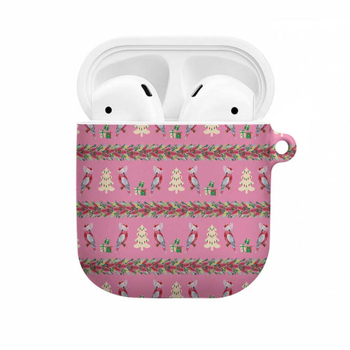 Australia Pink Galah Christmas AirPods Case Eolophus Roseicapilla Bottlebrush Seamless - Aussie Hoodie