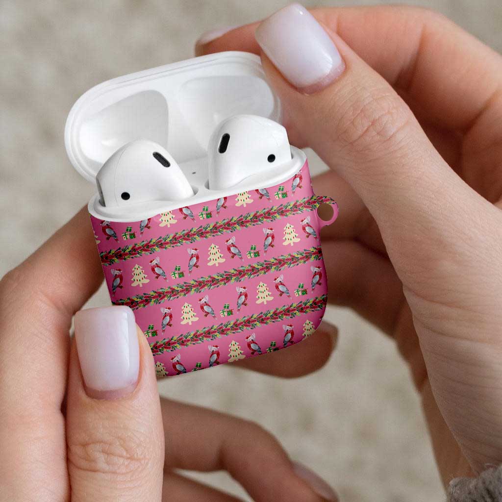 Australia Pink Galah Christmas AirPods Case Eolophus Roseicapilla Bottlebrush Seamless - Aussie Hoodie