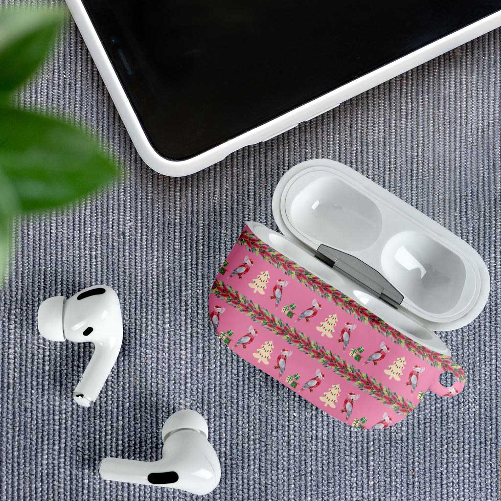 Australia Pink Galah Christmas AirPods Case Eolophus Roseicapilla Bottlebrush Seamless - Aussie Hoodie