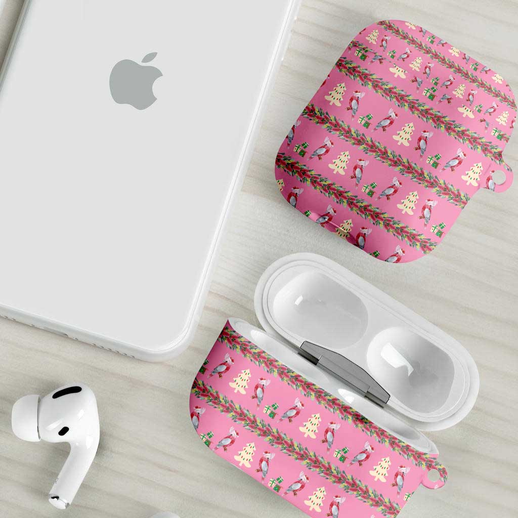 Australia Pink Galah Christmas AirPods Case Eolophus Roseicapilla Bottlebrush Seamless - Aussie Hoodie