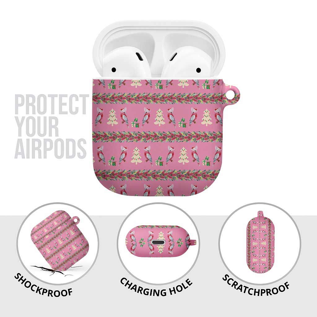 Australia Pink Galah Christmas AirPods Case Eolophus Roseicapilla Bottlebrush Seamless - Aussie Hoodie