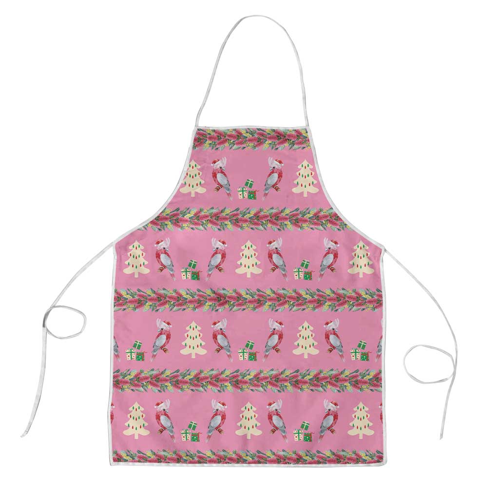 Australia Pink Galah Christmas Apron Eolophus Roseicapilla Bottlebrush Seamless - Aussie Hoodie