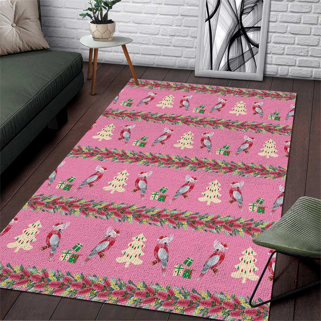 Australia Pink Galah Christmas Area Rug Eolophus Roseicapilla Bottlebrush Seamless - Aussie Hoodie