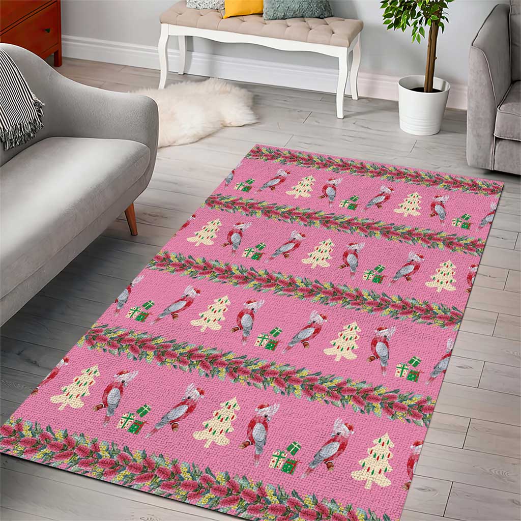 Australia Pink Galah Christmas Area Rug Eolophus Roseicapilla Bottlebrush Seamless - Aussie Hoodie