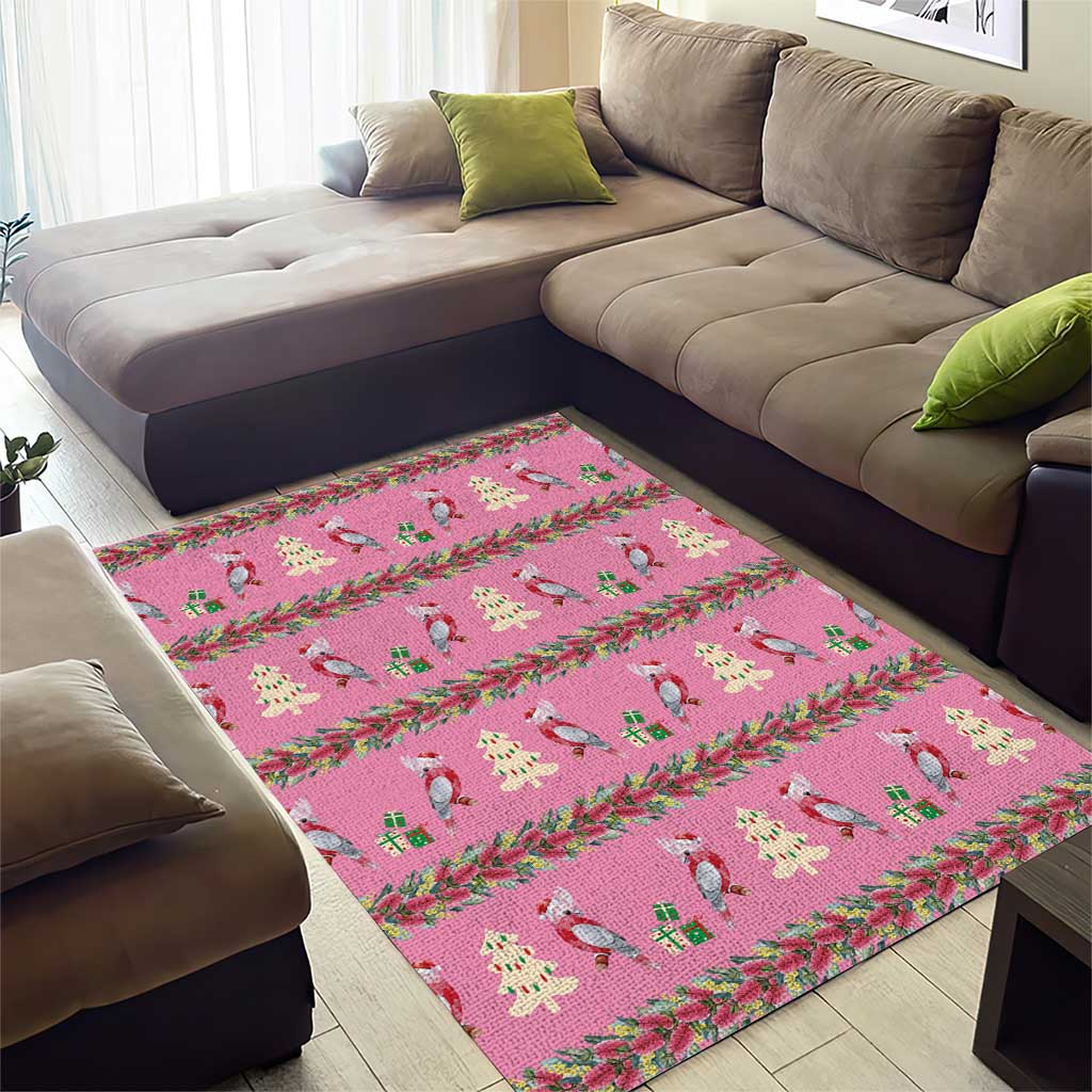 Australia Pink Galah Christmas Area Rug Eolophus Roseicapilla Bottlebrush Seamless - Aussie Hoodie