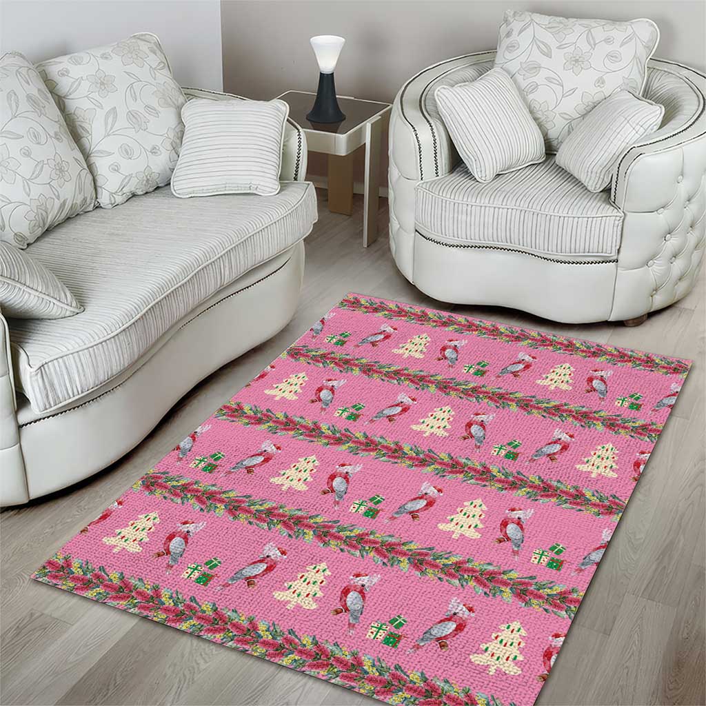 Australia Pink Galah Christmas Area Rug Eolophus Roseicapilla Bottlebrush Seamless - Aussie Hoodie