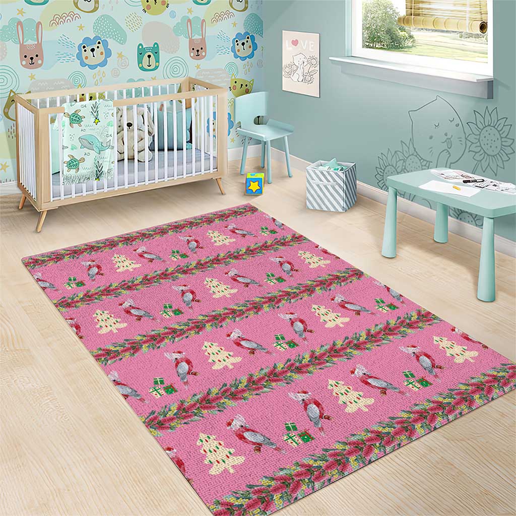 Australia Pink Galah Christmas Area Rug Eolophus Roseicapilla Bottlebrush Seamless - Aussie Hoodie
