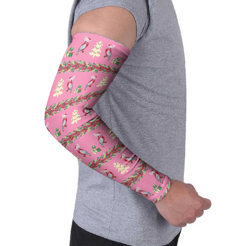 Australia Pink Galah Christmas Arm Sleeves Eolophus Roseicapilla Bottlebrush Seamless - Aussie Hoodie