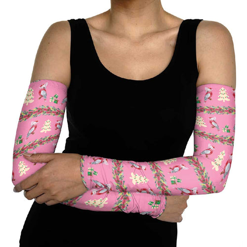 Australia Pink Galah Christmas Arm Sleeves Eolophus Roseicapilla Bottlebrush Seamless - Aussie Hoodie