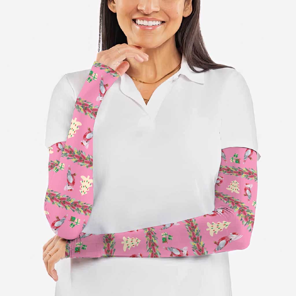 Australia Pink Galah Christmas Arm Sleeves Eolophus Roseicapilla Bottlebrush Seamless - Aussie Hoodie
