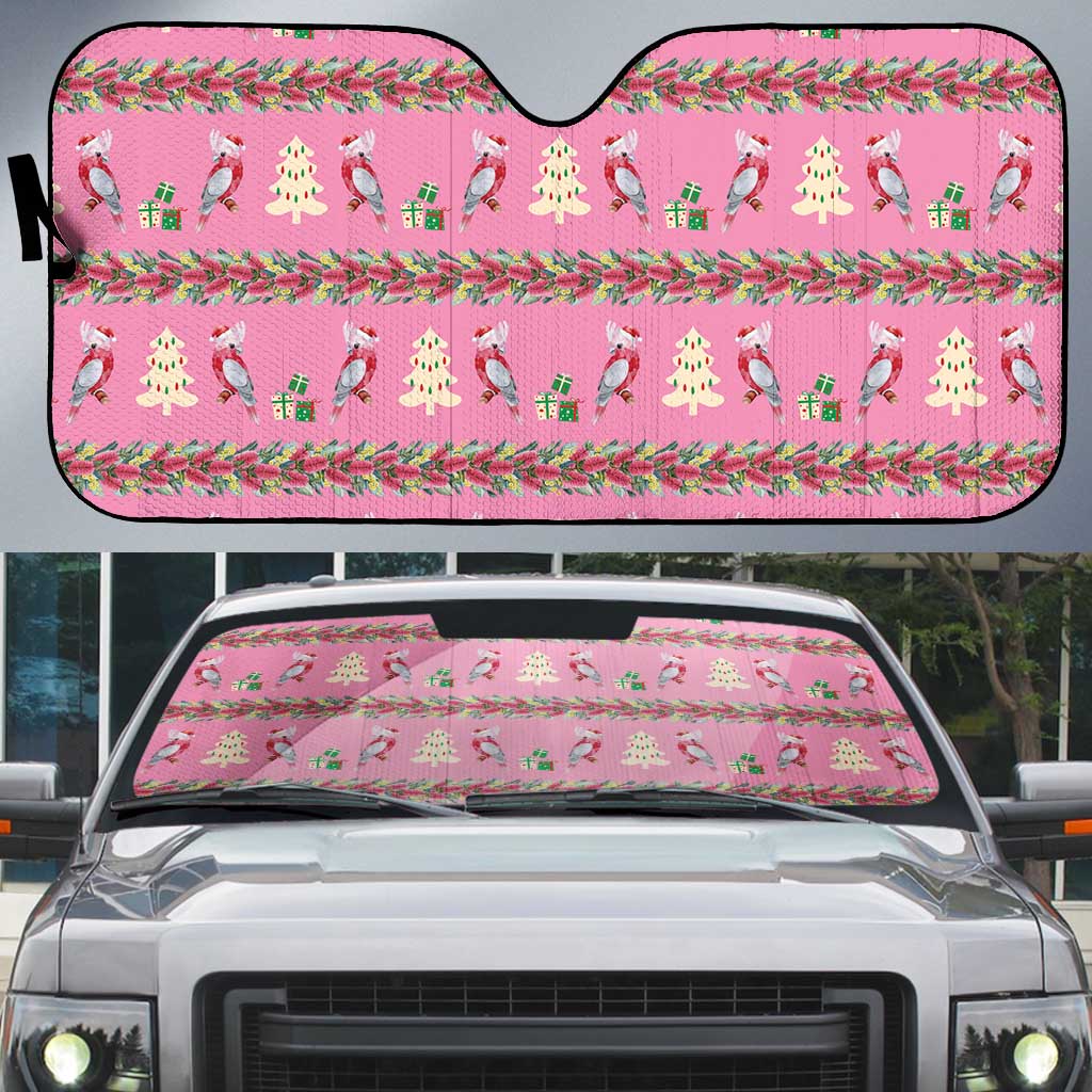 Australia Pink Galah Christmas Auto Sun Shade Eolophus Roseicapilla Bottlebrush Seamless - Aussie Hoodie