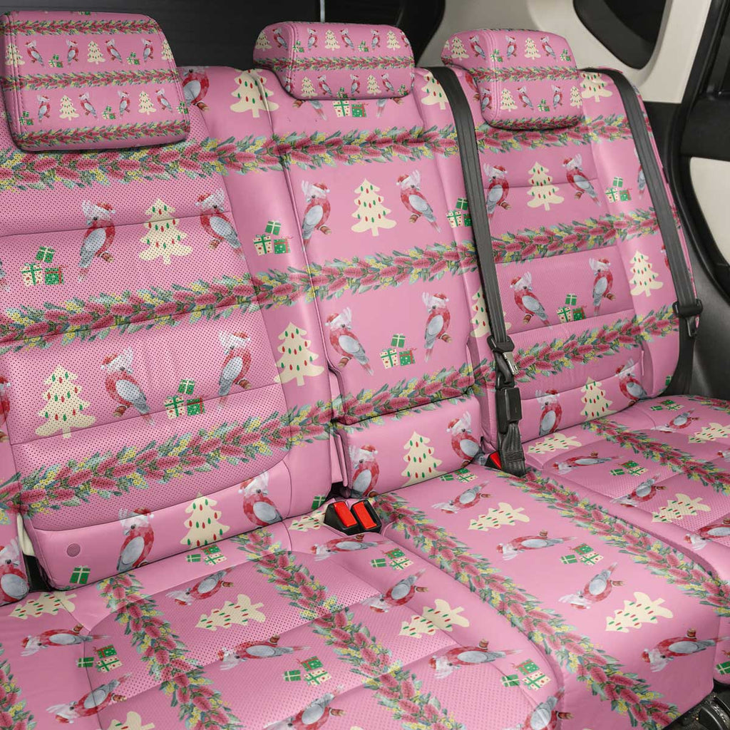 Australia Pink Galah Christmas Back Car Seat Cover Eolophus Roseicapilla Bottlebrush Seamless - Aussie Hoodie