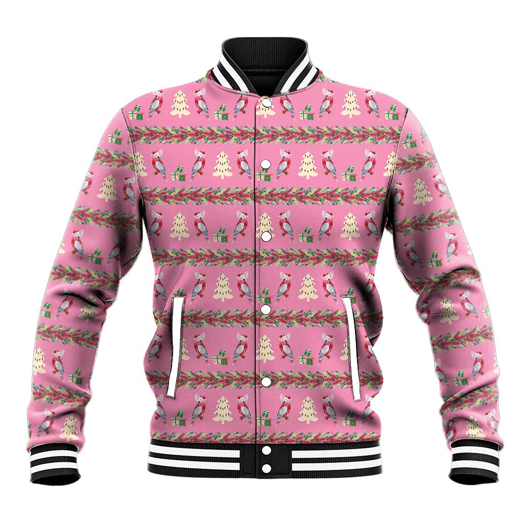 Australia Pink Galah Christmas Baseball Jacket Eolophus Roseicapilla Bottlebrush Seamless - Aussie Hoodie