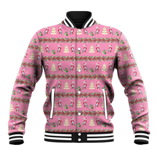 Australia Pink Galah Christmas Baseball Jacket Eolophus Roseicapilla Bottlebrush Seamless - Aussie Hoodie