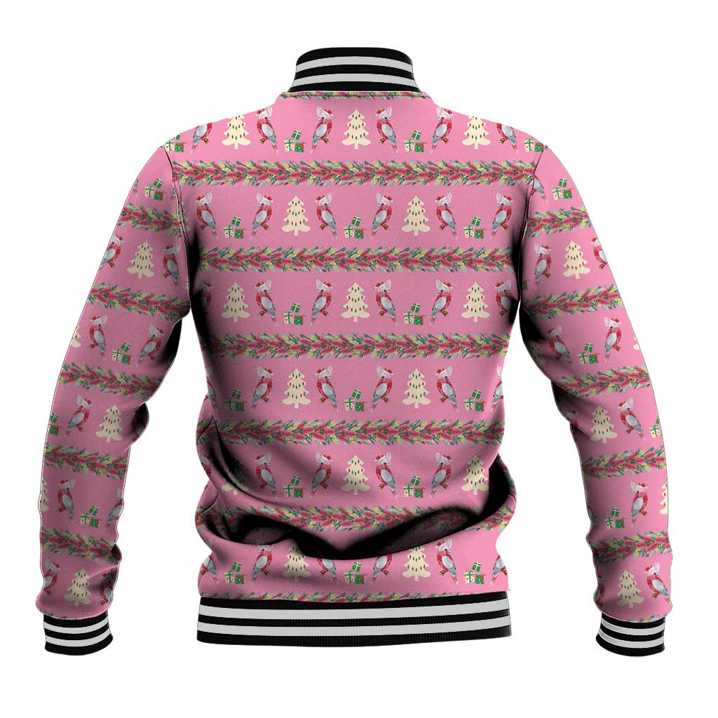Australia Pink Galah Christmas Baseball Jacket Eolophus Roseicapilla Bottlebrush Seamless - Aussie Hoodie