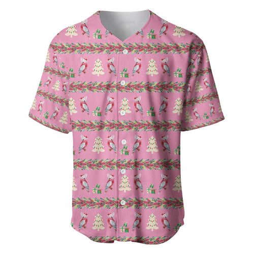 Australia Pink Galah Christmas Baseball Jersey Eolophus Roseicapilla Bottlebrush Seamless - Aussie Hoodie