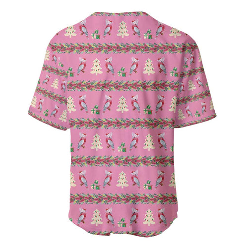 Australia Pink Galah Christmas Baseball Jersey Eolophus Roseicapilla Bottlebrush Seamless - Aussie Hoodie