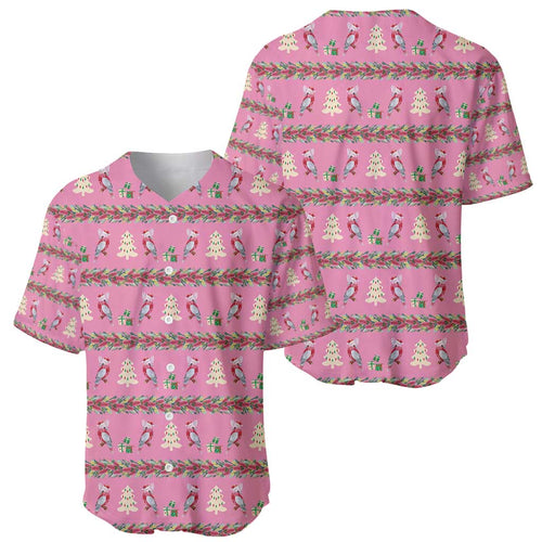 Australia Pink Galah Christmas Baseball Jersey Eolophus Roseicapilla Bottlebrush Seamless - Aussie Hoodie