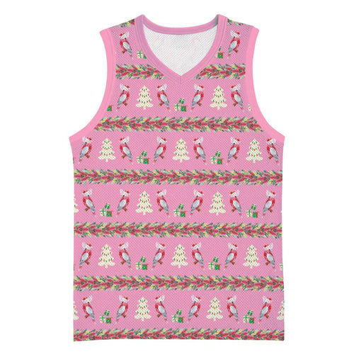 Australia Pink Galah Christmas Basketball Jersey Eolophus Roseicapilla Bottlebrush Seamless - Aussie Hoodie