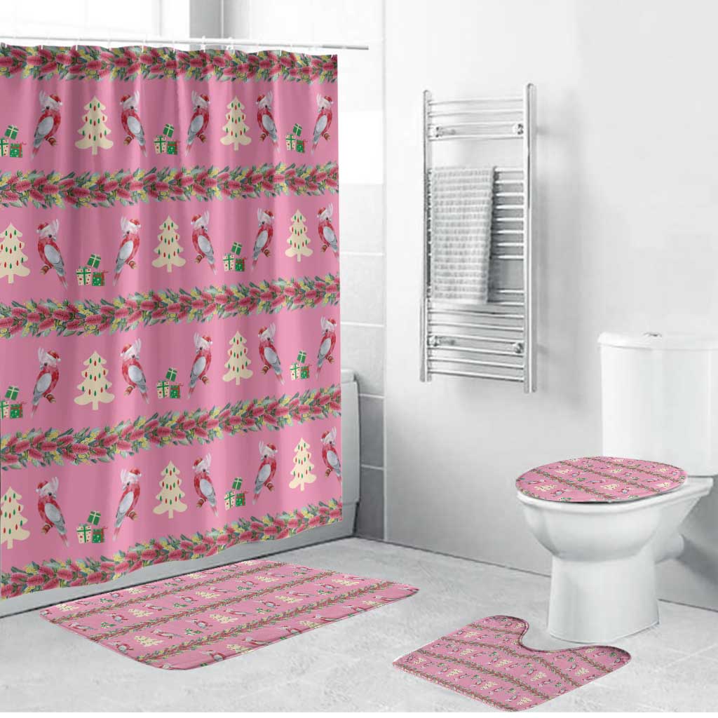 Australia Pink Galah Christmas Bathroom Set Eolophus Roseicapilla Bottlebrush Seamless - Aussie Hoodie