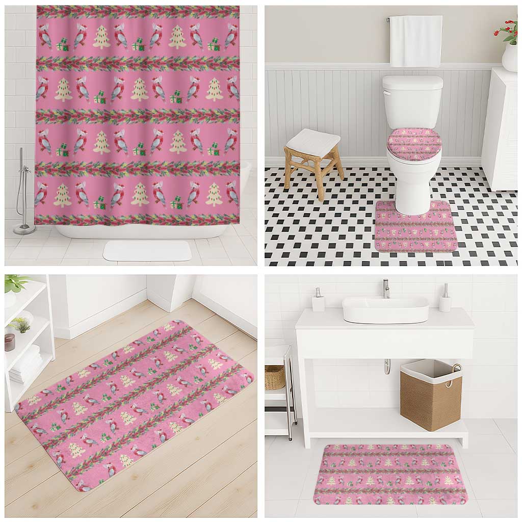 Australia Pink Galah Christmas Bathroom Set Eolophus Roseicapilla Bottlebrush Seamless - Aussie Hoodie