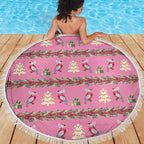 Australia Pink Galah Christmas Beach Blanket Eolophus Roseicapilla Bottlebrush Seamless - Aussie Hoodie