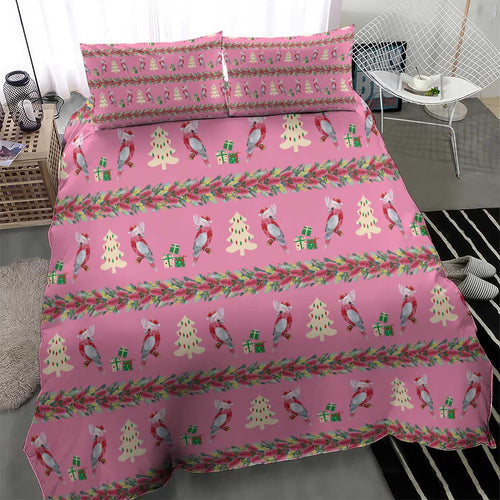 Australia Pink Galah Christmas Bedding Set Eolophus Roseicapilla Bottlebrush Seamless - Aussie Hoodie