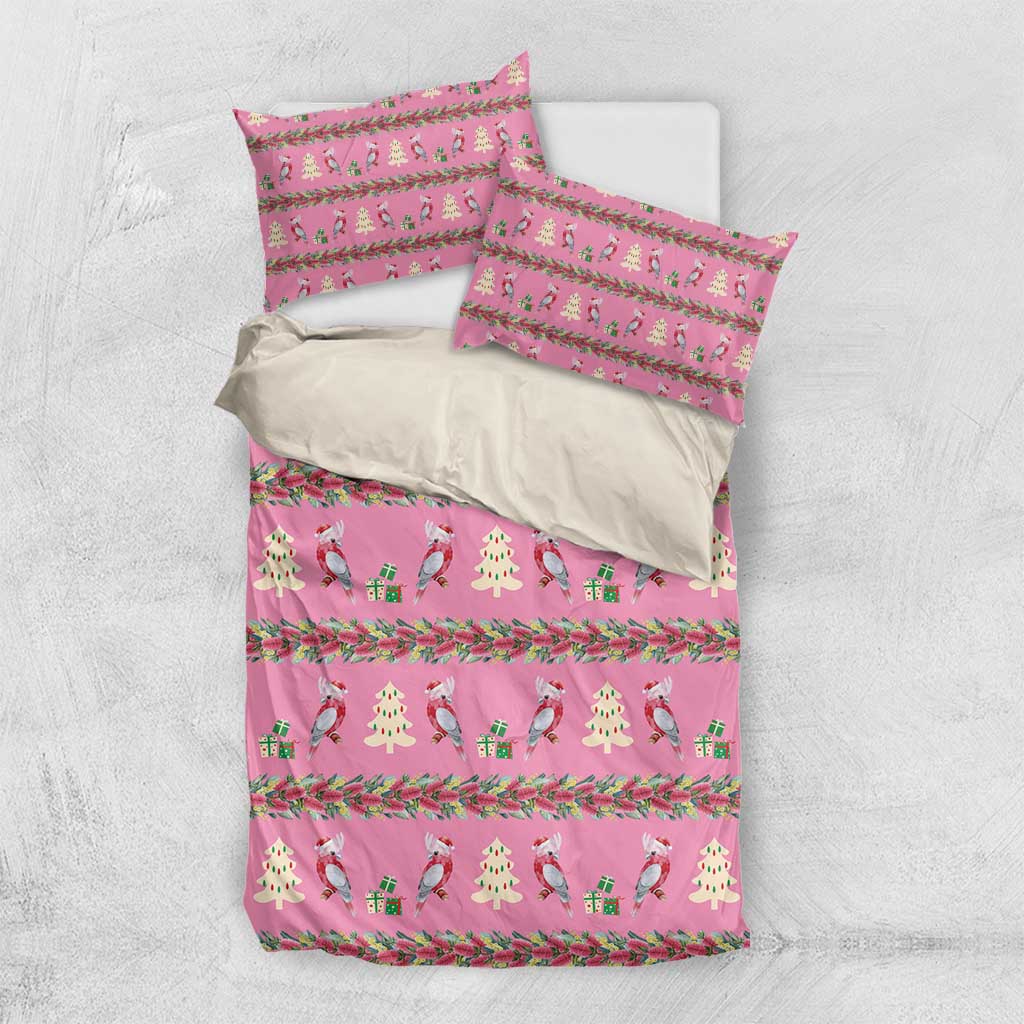 Australia Pink Galah Christmas Bedding Set Eolophus Roseicapilla Bottlebrush Seamless - Aussie Hoodie