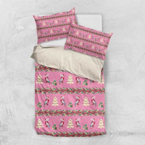 Australia Pink Galah Christmas Bedding Set Eolophus Roseicapilla Bottlebrush Seamless - Aussie Hoodie