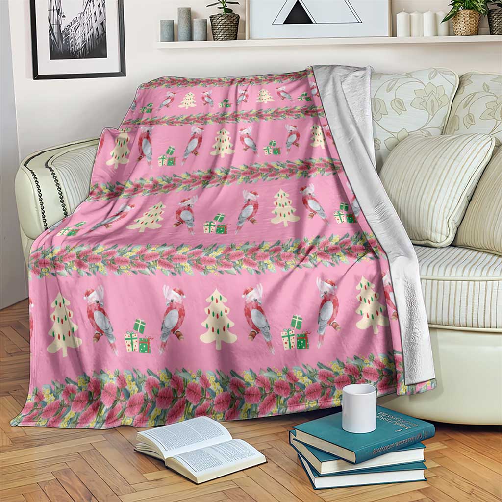 Australia Pink Galah Christmas Blanket Eolophus Roseicapilla Bottlebrush Seamless - Aussie Hoodie