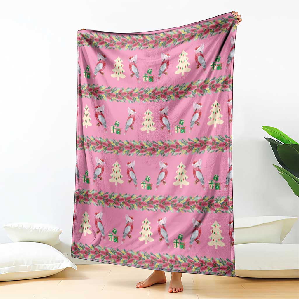 Australia Pink Galah Christmas Blanket Eolophus Roseicapilla Bottlebrush Seamless - Aussie Hoodie