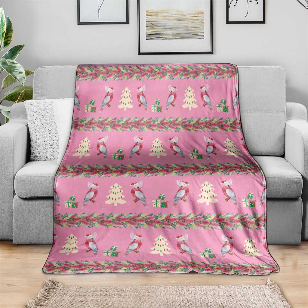 Australia Pink Galah Christmas Blanket Eolophus Roseicapilla Bottlebrush Seamless - Aussie Hoodie
