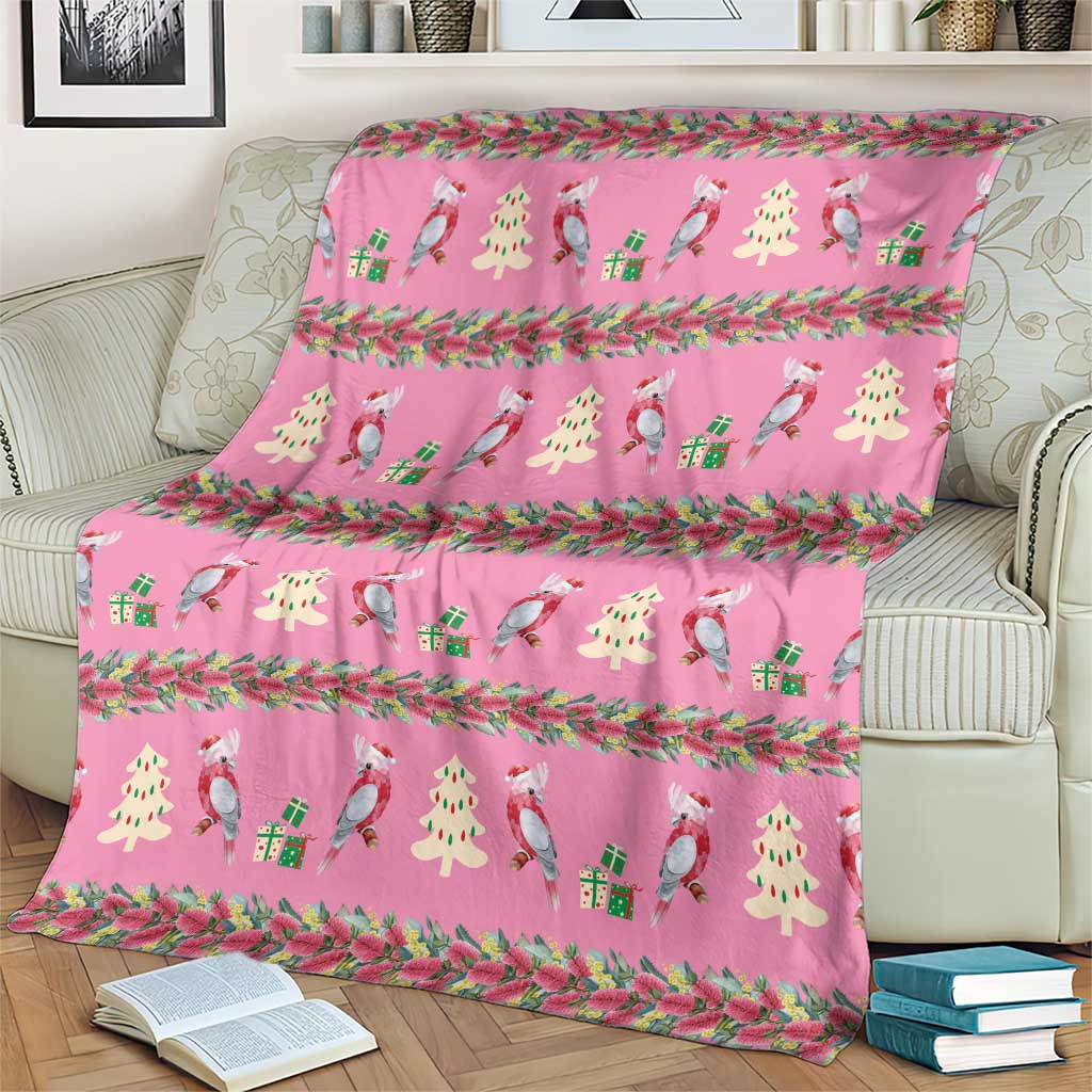 Australia Pink Galah Christmas Blanket Eolophus Roseicapilla Bottlebrush Seamless - Aussie Hoodie