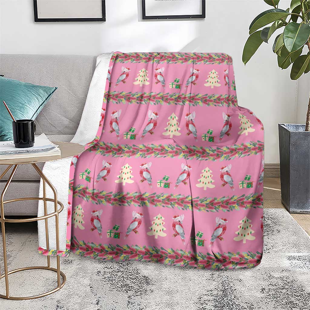 Australia Pink Galah Christmas Blanket Eolophus Roseicapilla Bottlebrush Seamless - Aussie Hoodie