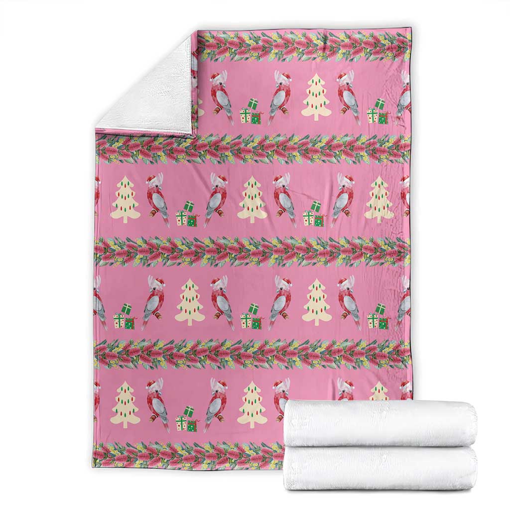 Australia Pink Galah Christmas Blanket Eolophus Roseicapilla Bottlebrush Seamless - Aussie Hoodie