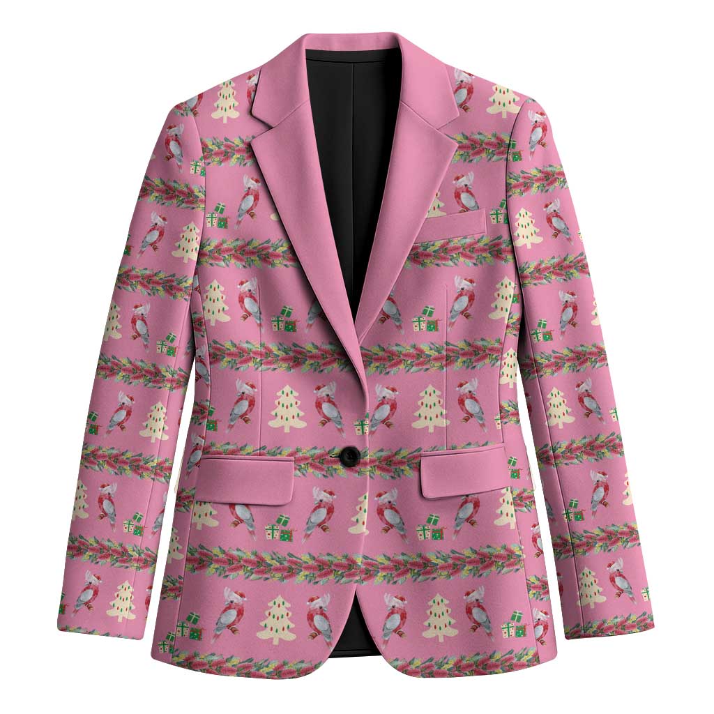 Australia Pink Galah Christmas Blazer Eolophus Roseicapilla Bottlebrush Seamless - Aussie Hoodie