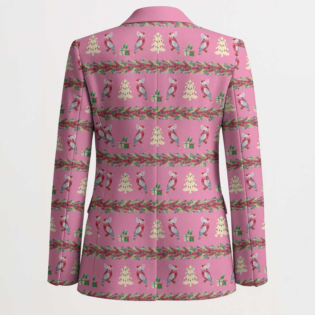 Australia Pink Galah Christmas Blazer Eolophus Roseicapilla Bottlebrush Seamless - Aussie Hoodie