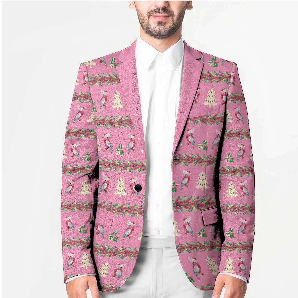 Australia Pink Galah Christmas Blazer Eolophus Roseicapilla Bottlebrush Seamless - Aussie Hoodie
